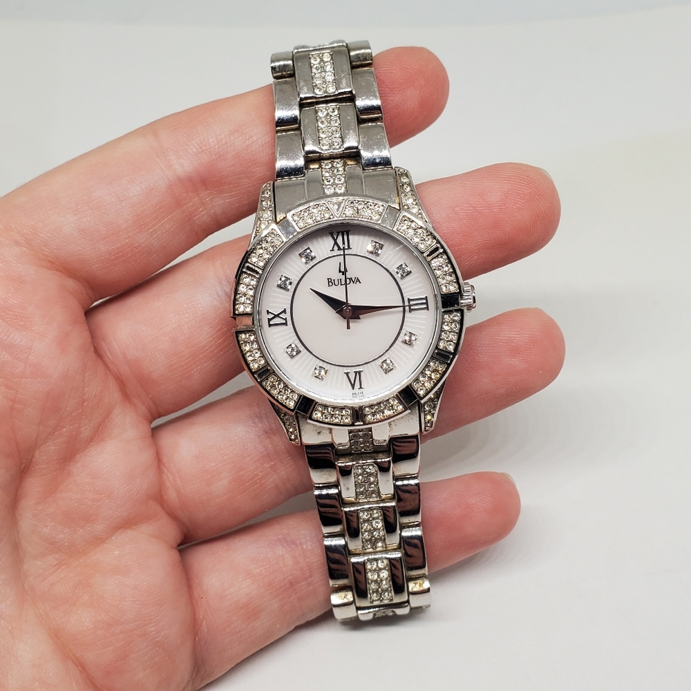Bulova C6337017 Silver Crystal Wristwatch
